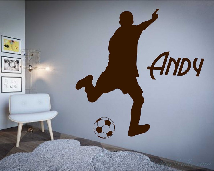 Soccer Man Decan and Personalized Name Decal